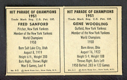 1951 Berk Ross Panel Gene Woodling Fred Sanford NR-MT 549403