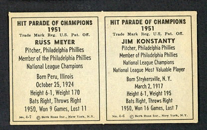 1951 Berk Ross Panel Jim Konstanty Russ Meyer EX-MT 549405
