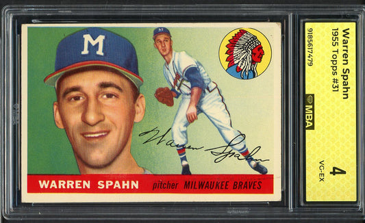 1955 Topps Baseball #031 Warren Spahn Braves MBA 4 VG-EX 549648