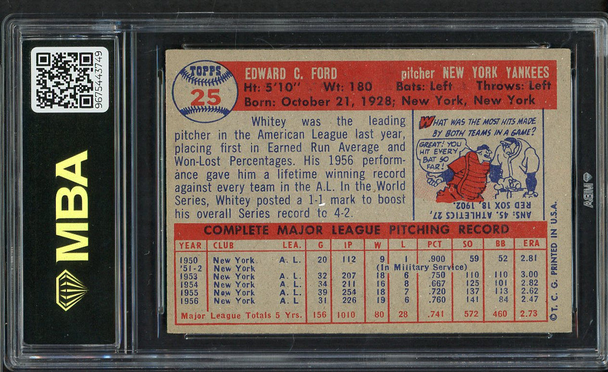 1957 Topps Baseball #025 Whitey Ford Yankees MBA 7 NM 549664