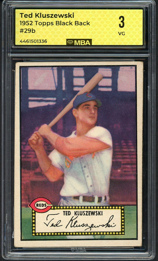1952 Topps Baseball #026 Ted Kluszewski Reds MBA 3 VG Black 549669