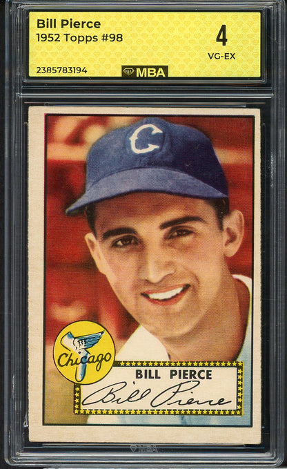 1952 Topps Baseball #098 Billy Pierce White Sox MBA 4 VG-EX 549671