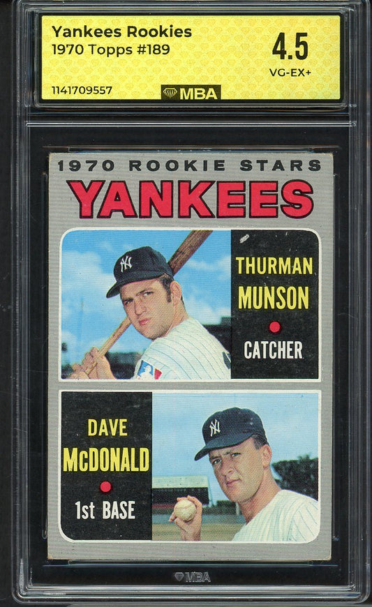 1970 Topps Baseball #189 Thurman Munson Yankees MBA 4.5 VG-EX+ 549732