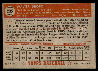 1952 Topps Baseball #235 Walt Dropo Red Sox NR-MT 549743