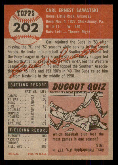 1953 Topps Baseball #202 Carl Sawatski Cubs NR-MT 549785