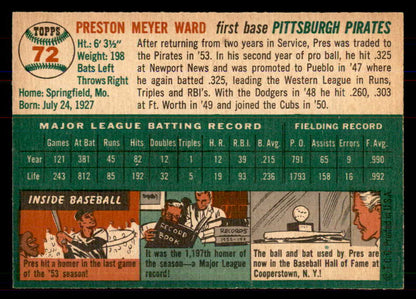 1954 Topps Baseball #072 Preston Ward Pirates NR-MT 549801