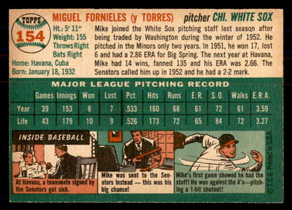 1954 Topps Baseball #154 Mike Fornieles White Sox NR-MT 549821