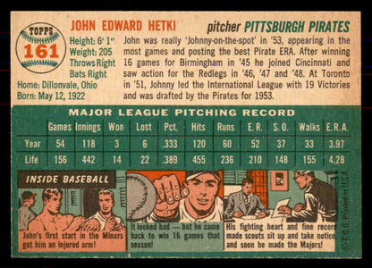 1954 Topps Baseball #161 John Hetki Pirates NR-MT 549824