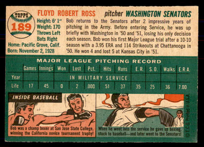 1954 Topps Baseball #189 Bob Ross Senators NR-MT 549830