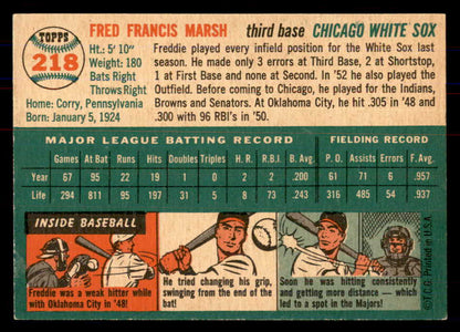 1954 Topps Baseball #218 Fred Marsh White Sox NR-MT 549841