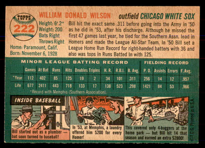 1954 Topps Baseball #222 Bill Wilson White Sox NR-MT 549844