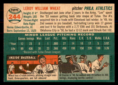 1954 Topps Baseball #244 Leroy Wheat A's NR-MT 549850