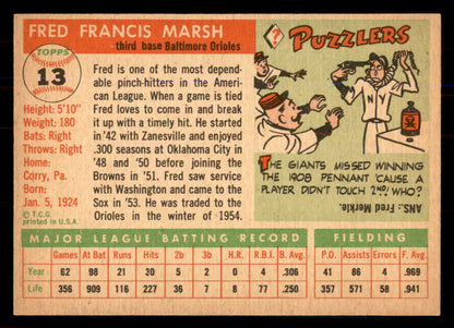 1955 Topps Baseball #013 Fred Marsh Orioles NR-MT 549856