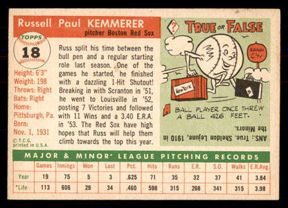 1955 Topps Baseball #018 Russ Kemmerer Red Sox NR-MT 549859