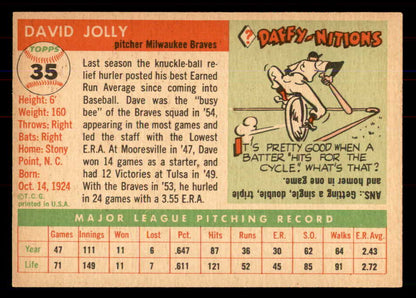 1955 Topps Baseball #035 Dave Jolly Braves NR-MT 549862