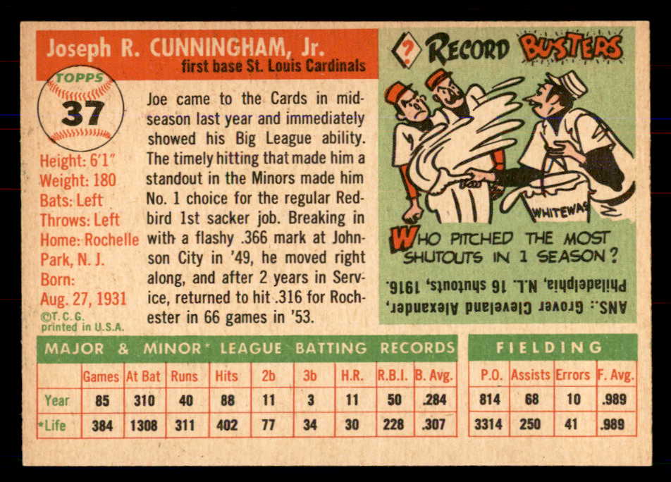 1955 Topps Baseball #037 Joe Cunningham Cardinals NR-MT 549863