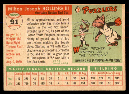 1955 Topps Baseball #091 Milt Bolling Red Sox NR-MT 549880