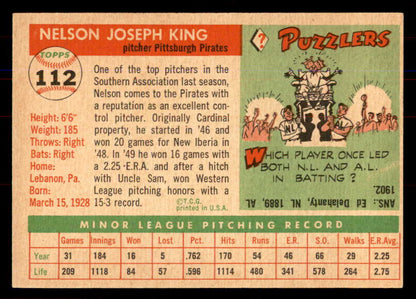 1955 Topps Baseball #112 Nelson King Pirates NR-MT 549889