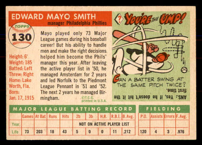 1955 Topps Baseball #130 Mayo Smith Phillies NR-MT 549896