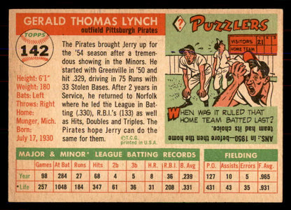 1955 Topps Baseball #142 Jerry Lynch Pirates NR-MT 549900