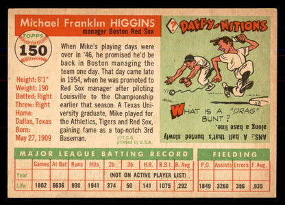 1955 Topps Baseball #150 Mike Higgins Red Sox NR-MT 549902