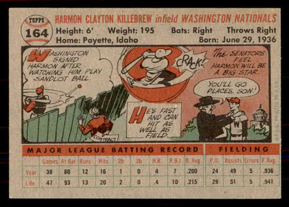 1956 Topps Baseball #164 Harmon Killebrew Senators VG-EX Gray 549967