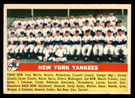 1956 Topps Baseball #251 New York Yankees Team EX 549979