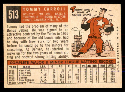 1959 Topps Baseball #513 Tom Carroll A's NR-MT 549984