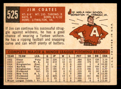 1959 Topps Baseball #525 Jim Coates Yankees NR-MT 549987