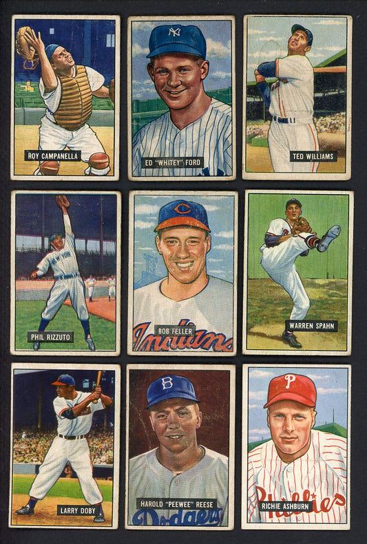 1951 Bowman Baseball Near Set (-3) VG Williams Ford Feller 550053