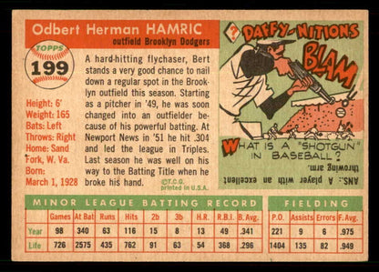 1955 Topps Baseball #199 Bert Hamric Dodgers EX-MT 550086
