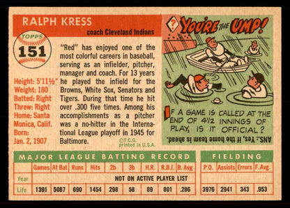 1955 Topps Baseball #151 Ralph Kress Indians EX-MT 550096