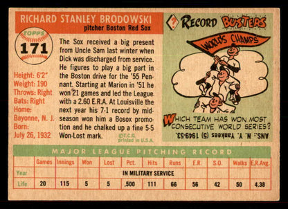 1955 Topps Baseball #171 Dick Brodowski Red Sox EX-MT 550097