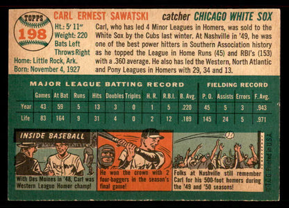 1954 Topps Baseball #198 Carl Sawatski White Sox EX-MT 550110
