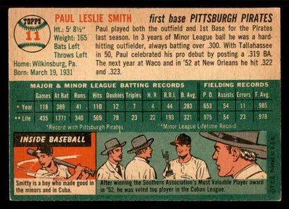 1954 Topps Baseball #011 Paul Smith Pirates EX-MT 550111