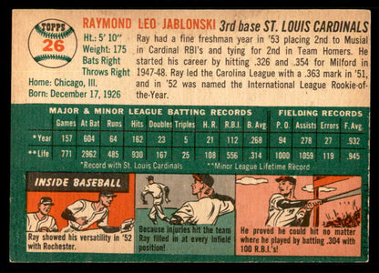 1954 Topps Baseball #026 Ray Jablonski Cardinals EX-MT 550118