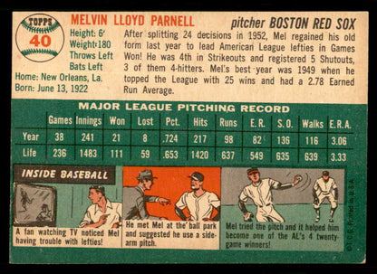 1954 Topps Baseball #040 Mel Parnell Red Sox EX-MT 550123
