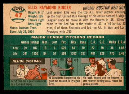 1954 Topps Baseball #047 Ellis Kinder Red Sox EX-MT 550124
