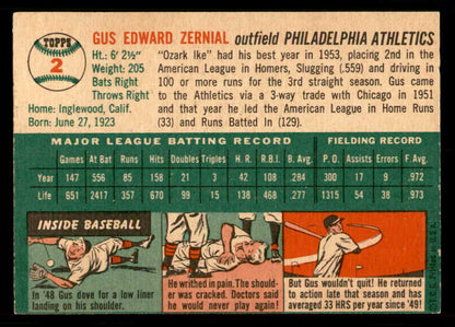 1954 Topps Baseball #002 Gus Zernial A's EX-MT 550125