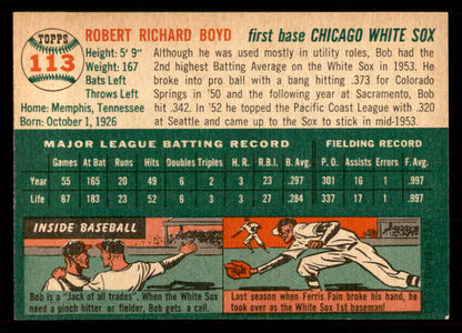 1954 Topps Baseball #113 Bob Boyd White Sox EX-MT 550127
