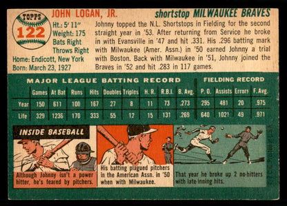 1954 Topps Baseball #122 Johnny Logan Braves EX-MT 550133