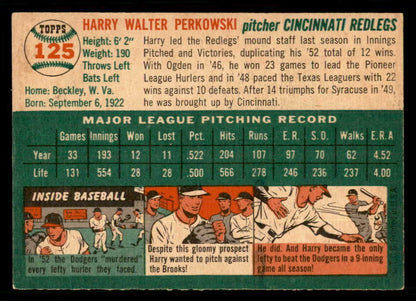 1954 Topps Baseball #125 Harry Perkowski Reds EX-MT 550135