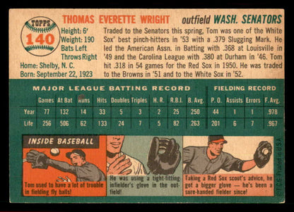 1954 Topps Baseball #140 Tom Wright Senators EX-MT 550137