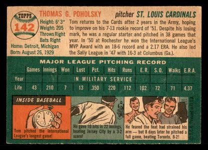1954 Topps Baseball #142 Tom Poholsky Cardinals EX-MT 550138