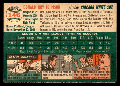 1954 Topps Baseball #146 Don Johnson White Sox EX-MT 550141