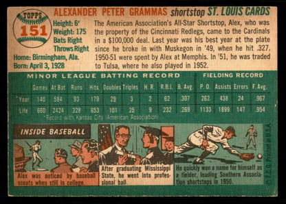 1954 Topps Baseball #151 Alex Grammas Cardinals EX-MT 550143