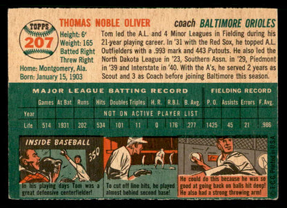 1954 Topps Baseball #207 Tom Oliver Orioles EX-MT 550157