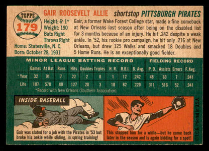 1954 Topps Baseball #179 Gair Allie Pirates EX-MT 550178