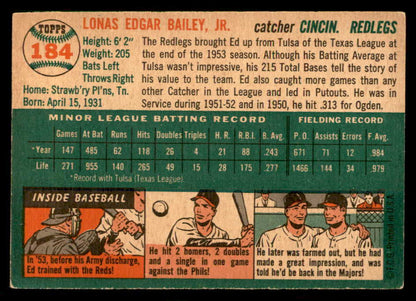 1954 Topps Baseball #184 Ed Bailey Reds EX-MT 550180