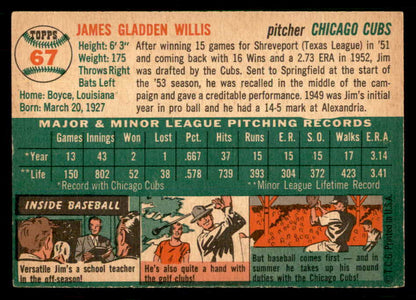 1954 Topps Baseball #067 Jim Willis Cubs EX-MT 550195